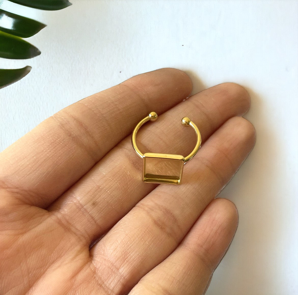 Square Ring Base - Water resistant - Tarnish free - ClartStudios - Polymer clay Jewellery