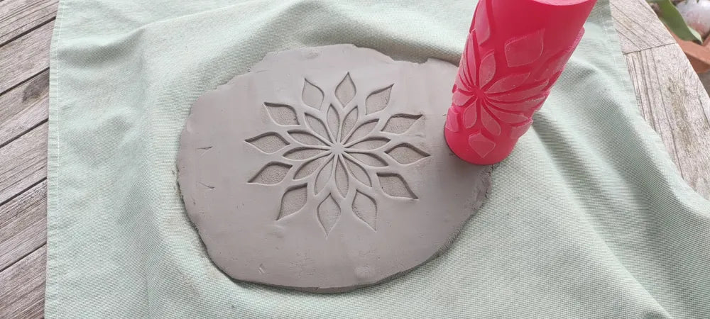CC36 - Mandala Flower texture Roller - Specially made for Pottery and Ceramics - ClartStudios - Polymer clay Jewellery