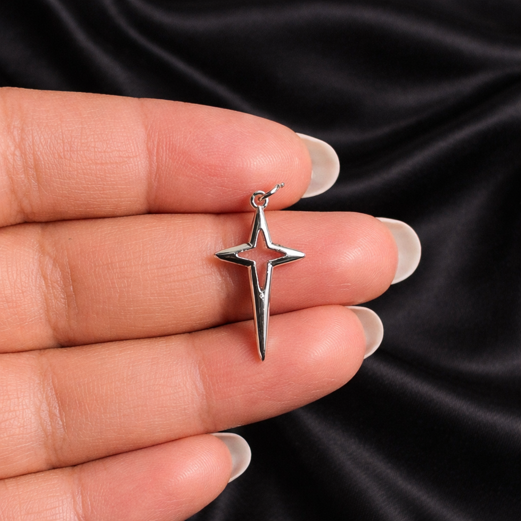 BTF62 - Iconic Star / Cross 18k Gold Plated Brass Pendant (Anti Tarnish) (1pc) - ClartStudios - Polymer clay Jewellery