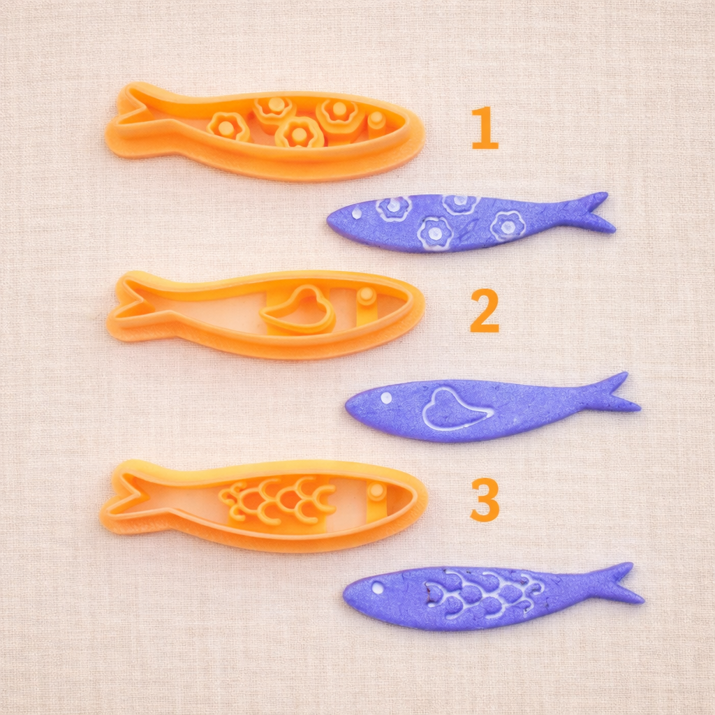 S035 - Pattern Sardine Fish (F5) Cutter | Summer Collection - ClartStudios - Polymer clay Jewellery