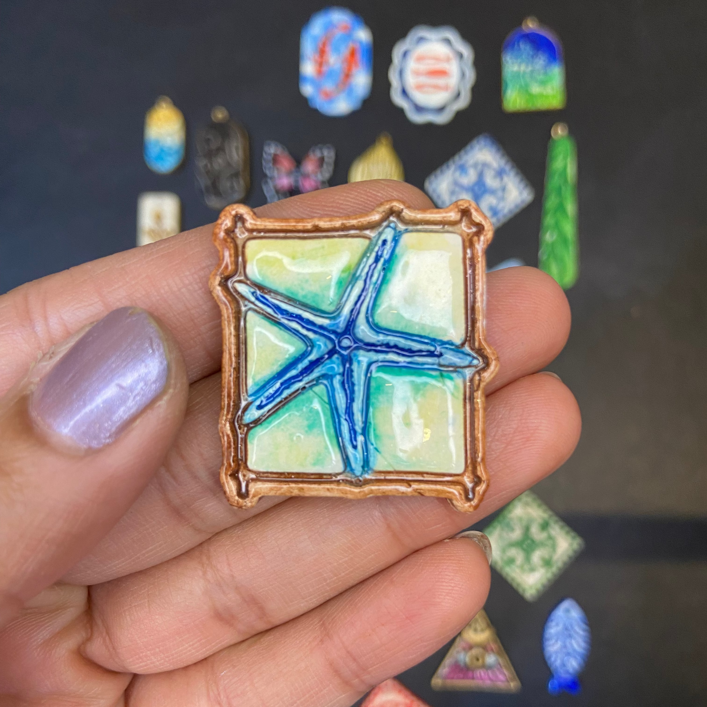 CN 01 - Star on the Beach - Handmade Clay Charm - ClartStudios - Polymer clay Jewellery
