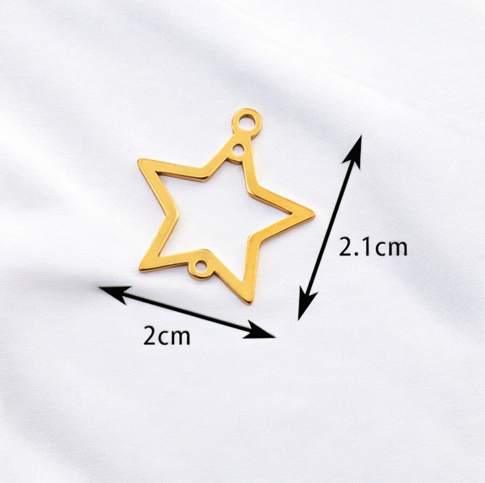 Gold Plated Stainless Steel Star Connector Bezel For Jewellery Making (Clay & Resin) - ClartStudios - Polymer clay Jewellery