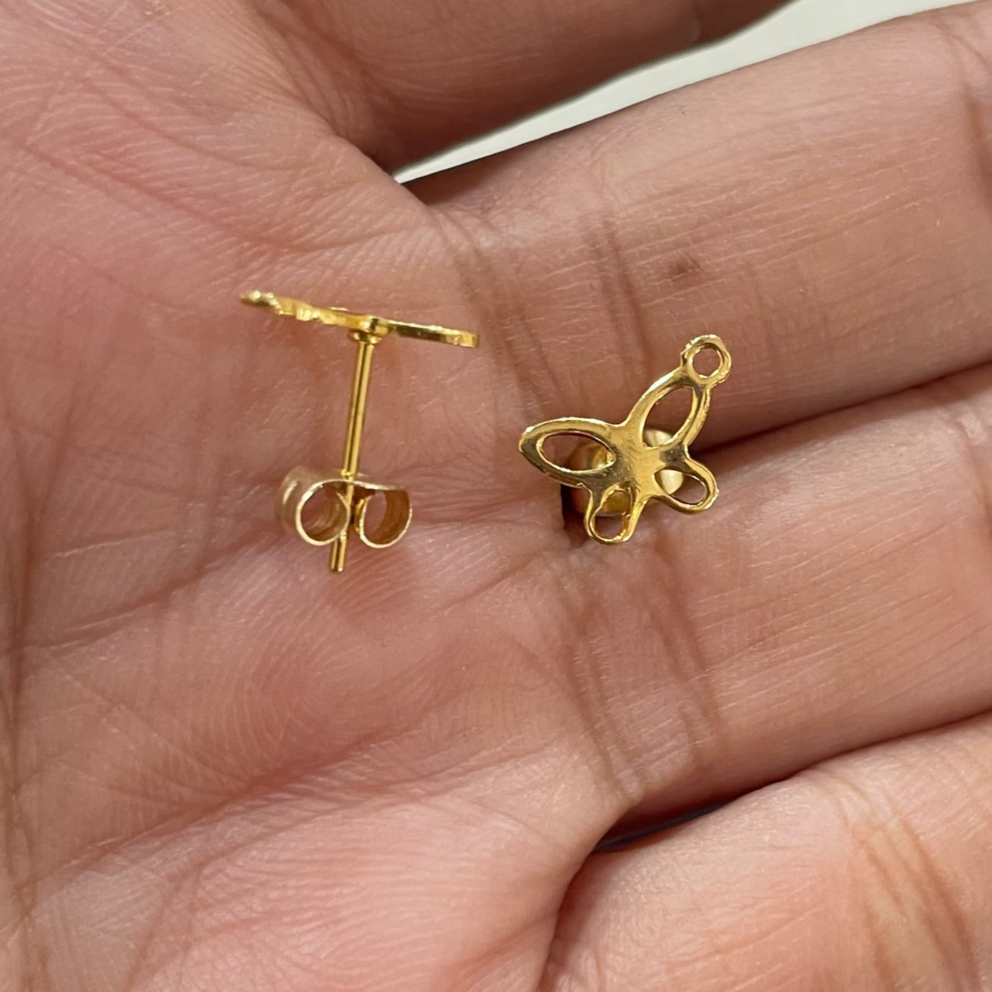 SS.25 (Pack of 2 pairs) Butterfly Hollow Stainless Steel Studs Earrings (Anti Tarnish) - ClartStudios - Polymer clay Jewellery