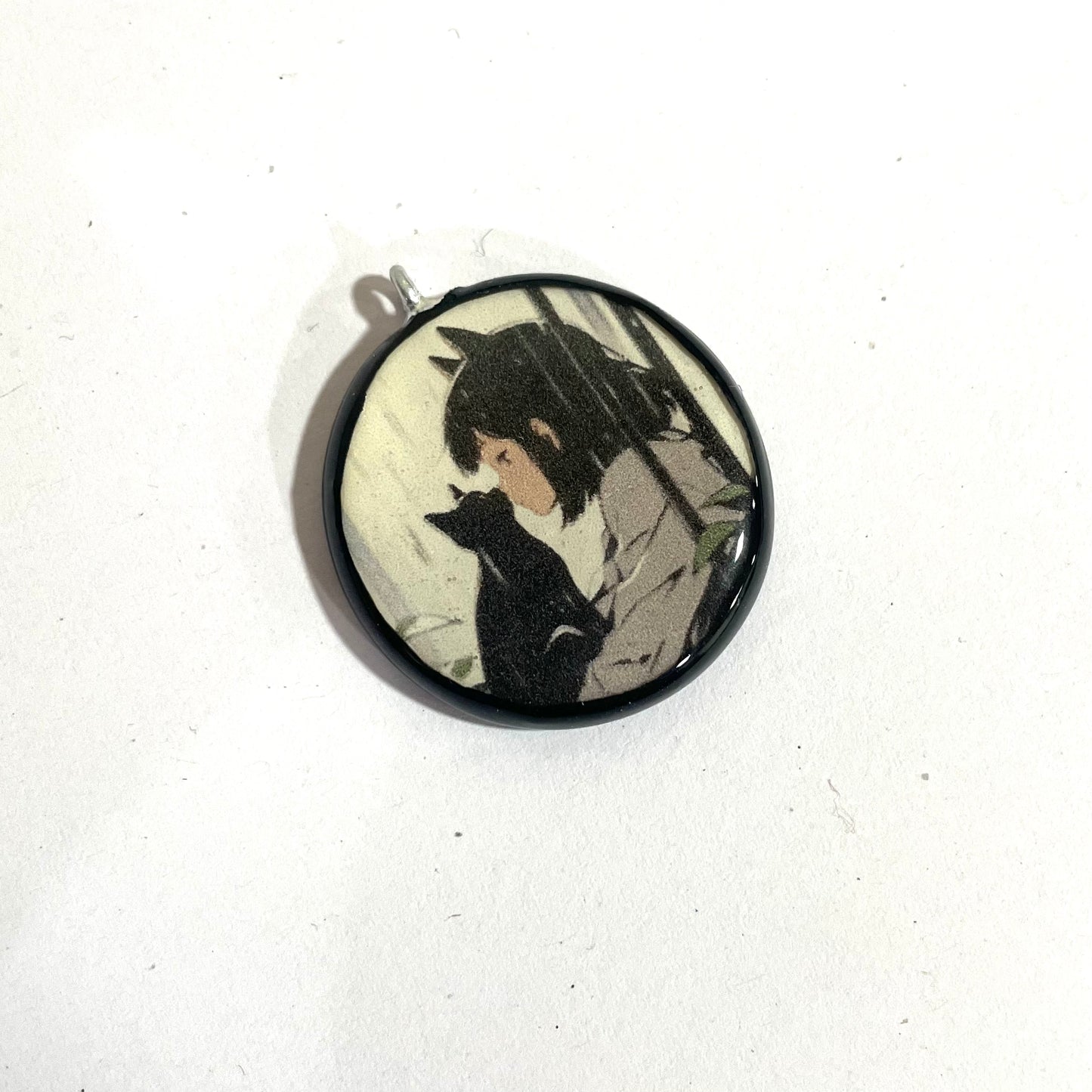 Girl with the Black Cat - Cold Porcelain Charms Pendant (Dispatch Time 4-5 days) - ClartStudios - Polymer clay Jewellery