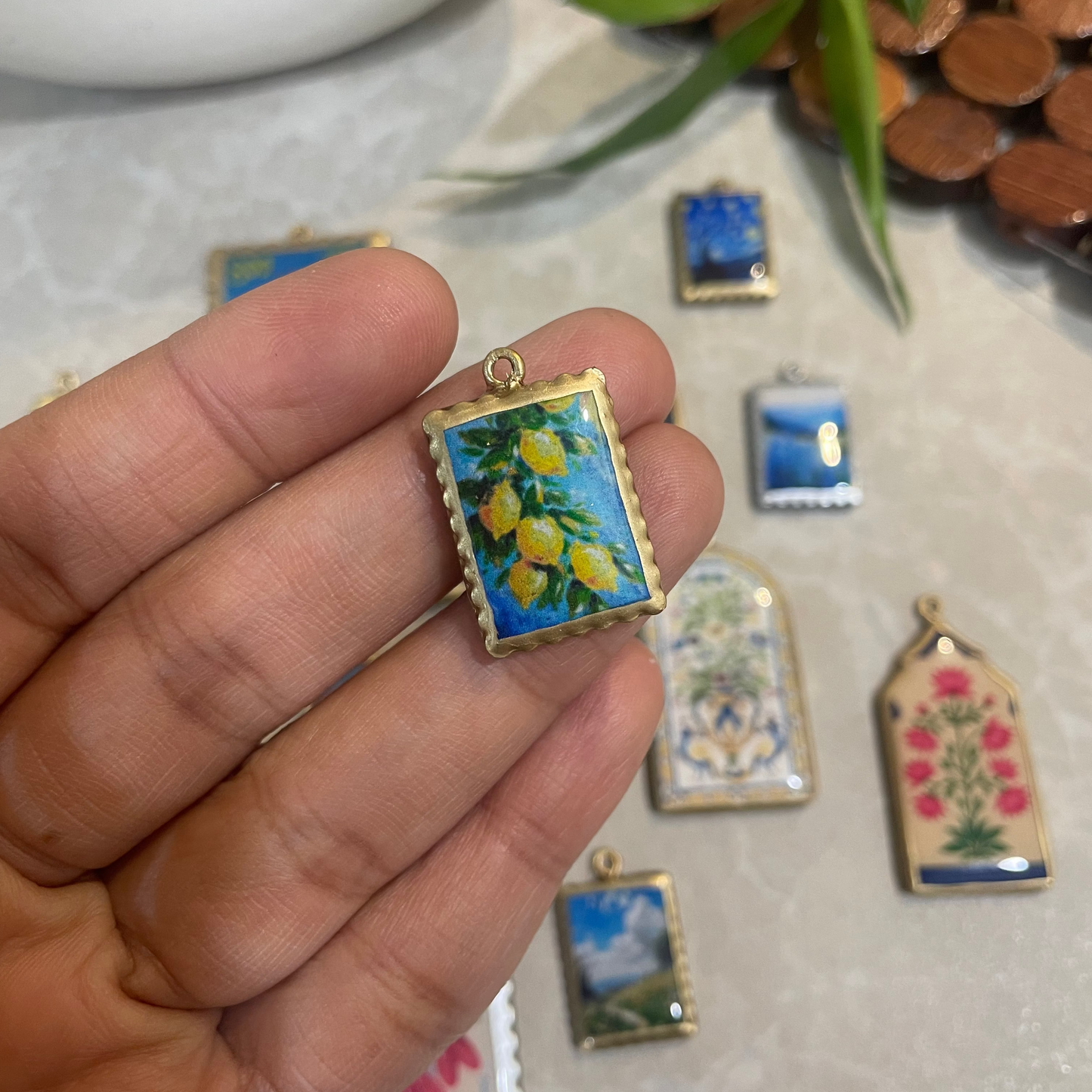 RU10 - Photo Frame Inspired - Lemons - Charms Pendant (Dispatch Time 4-5 days) - ClartStudios - Polymer clay Jewellery