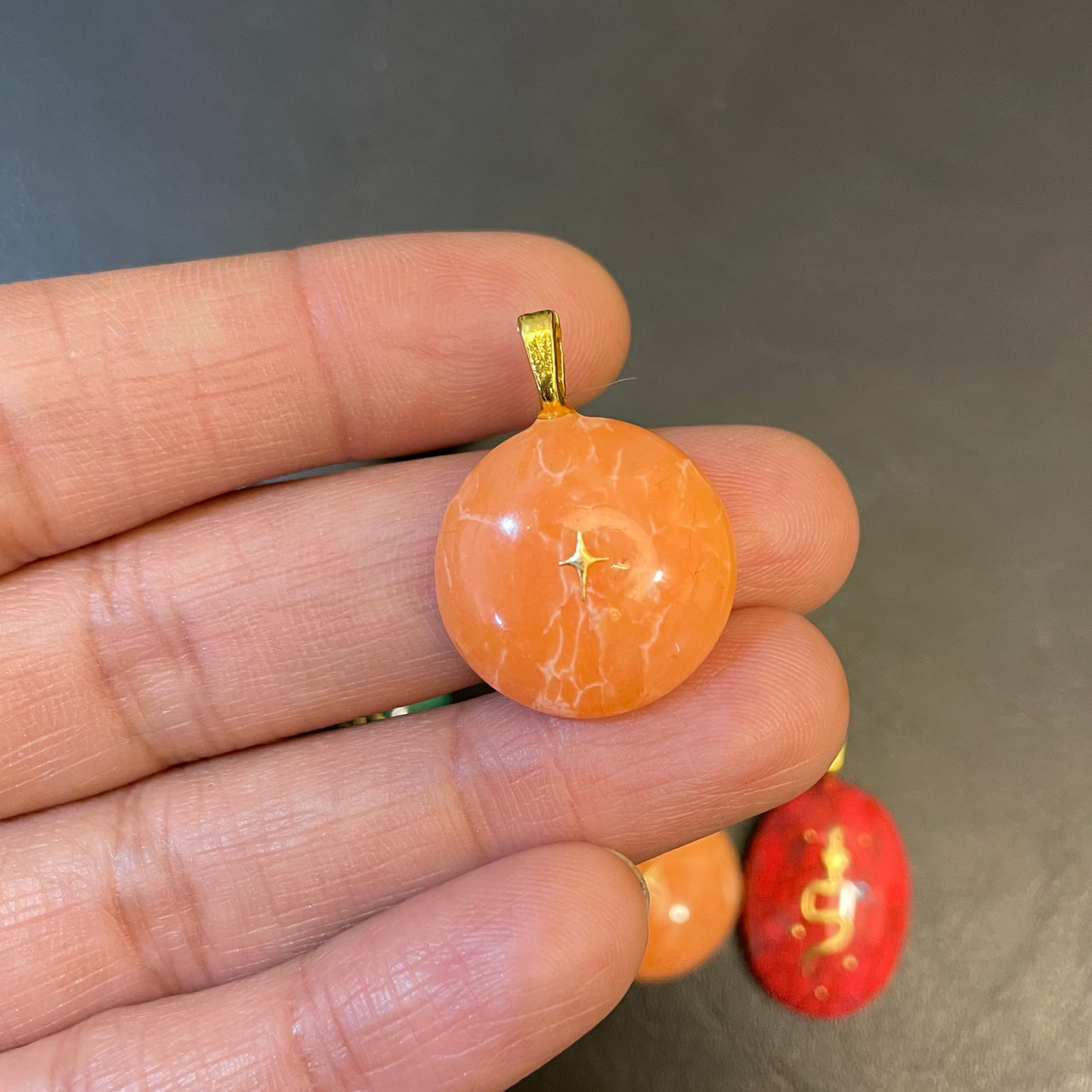 ACR06 - Pastel Orange Howlite Natural Powder Charm (1pc) - ClartStudios - Polymer clay Jewellery