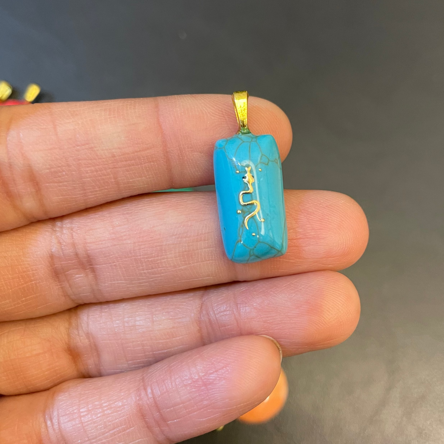 ACR09 - Blue Howlite Natural Powder Charm (1pc) - ClartStudios - Polymer clay Jewellery