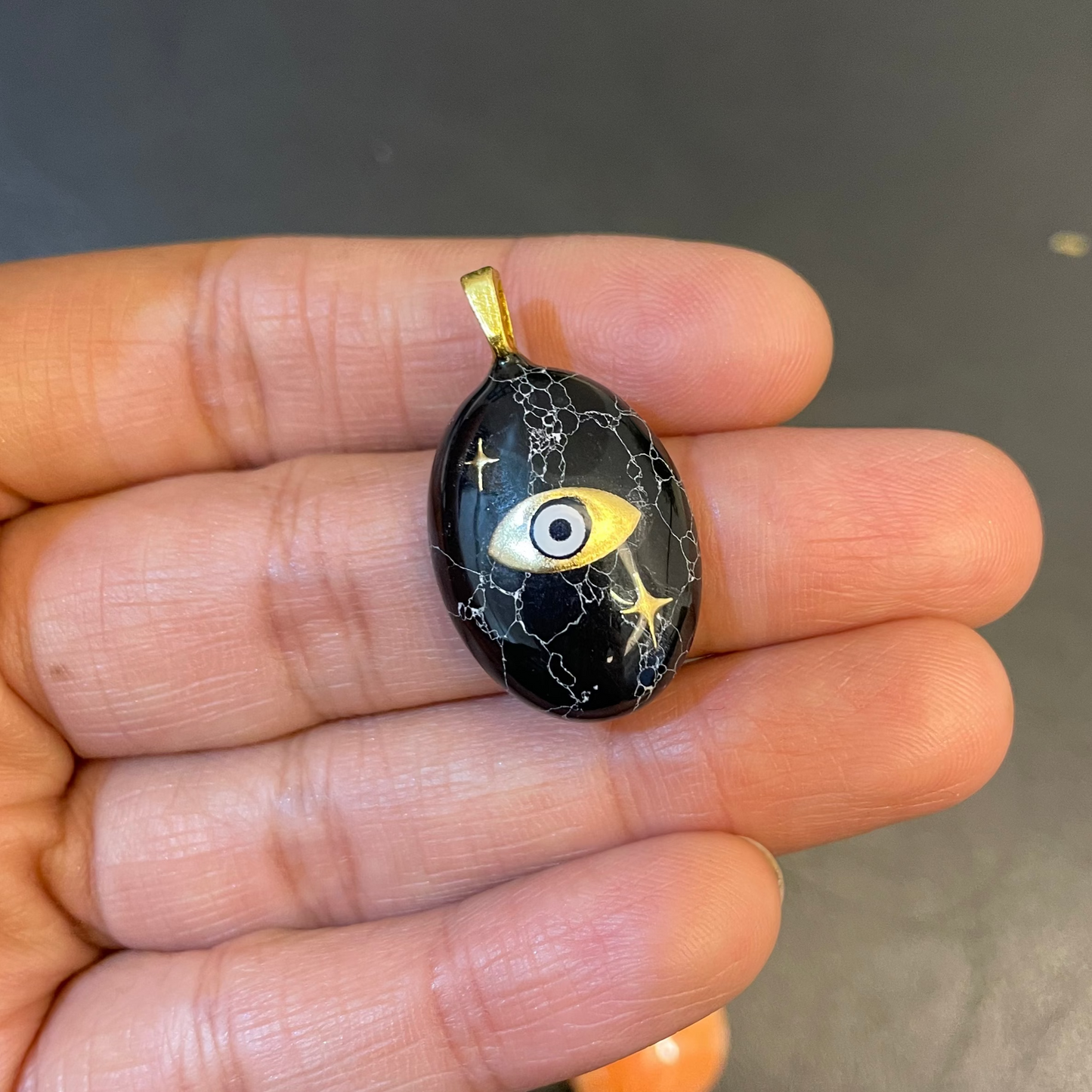 ACR14- Black Emerald Howlite Natural Powder Charm - ClartStudios - Polymer clay Jewellery