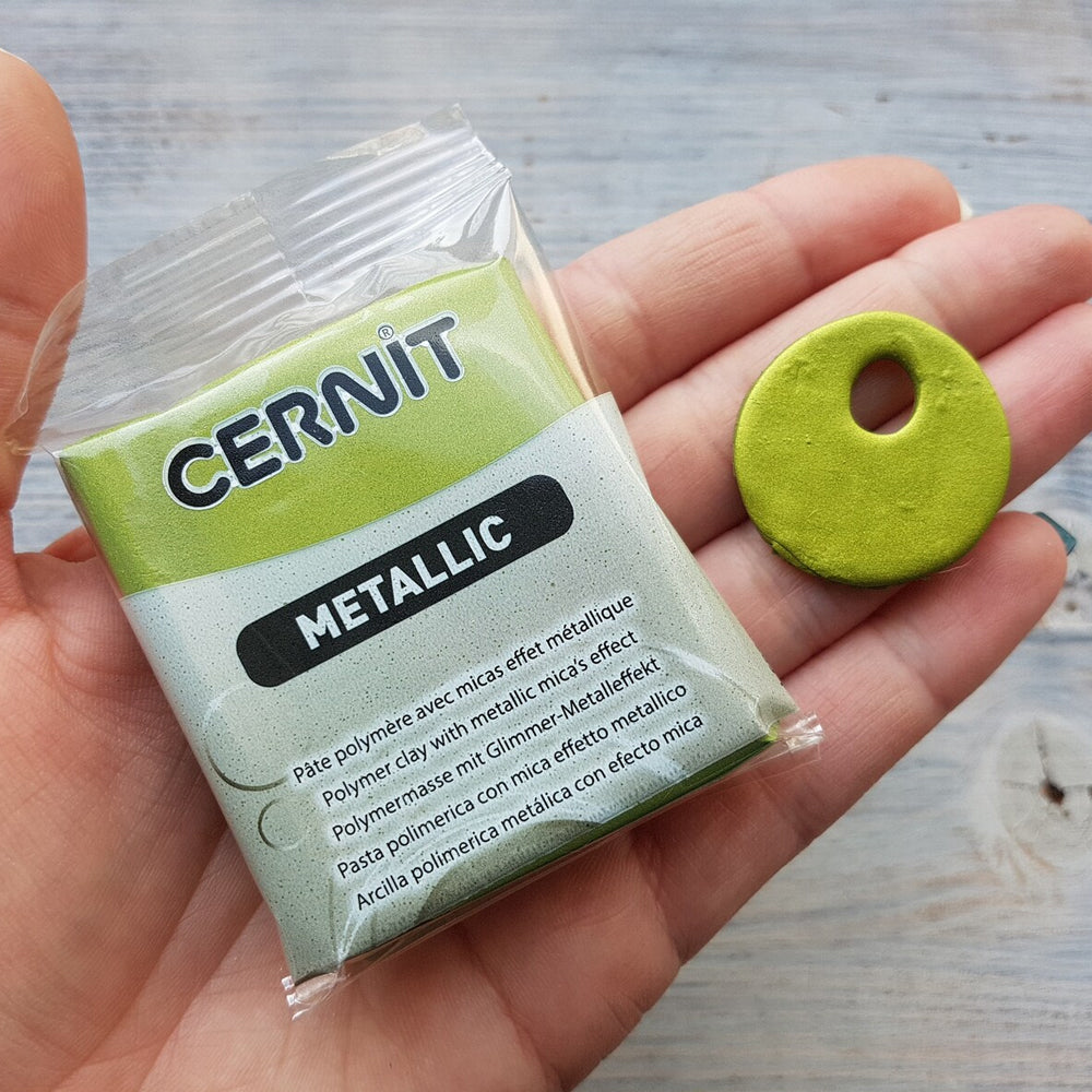 Cernit Metallic Olive Green - 56gms - ClartStudios - Polymer clay Jewellery