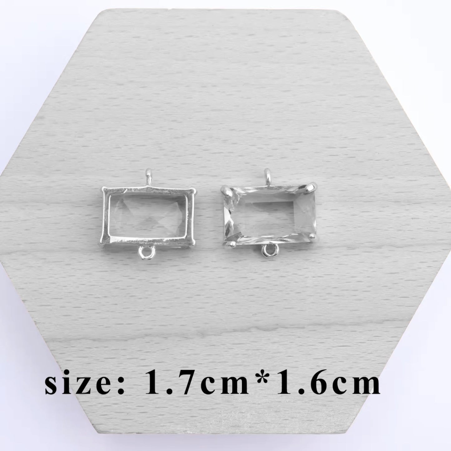 Blue Rectangle Glass Crystal (17mm * 16mm) - ClartStudios - Polymer clay Jewellery