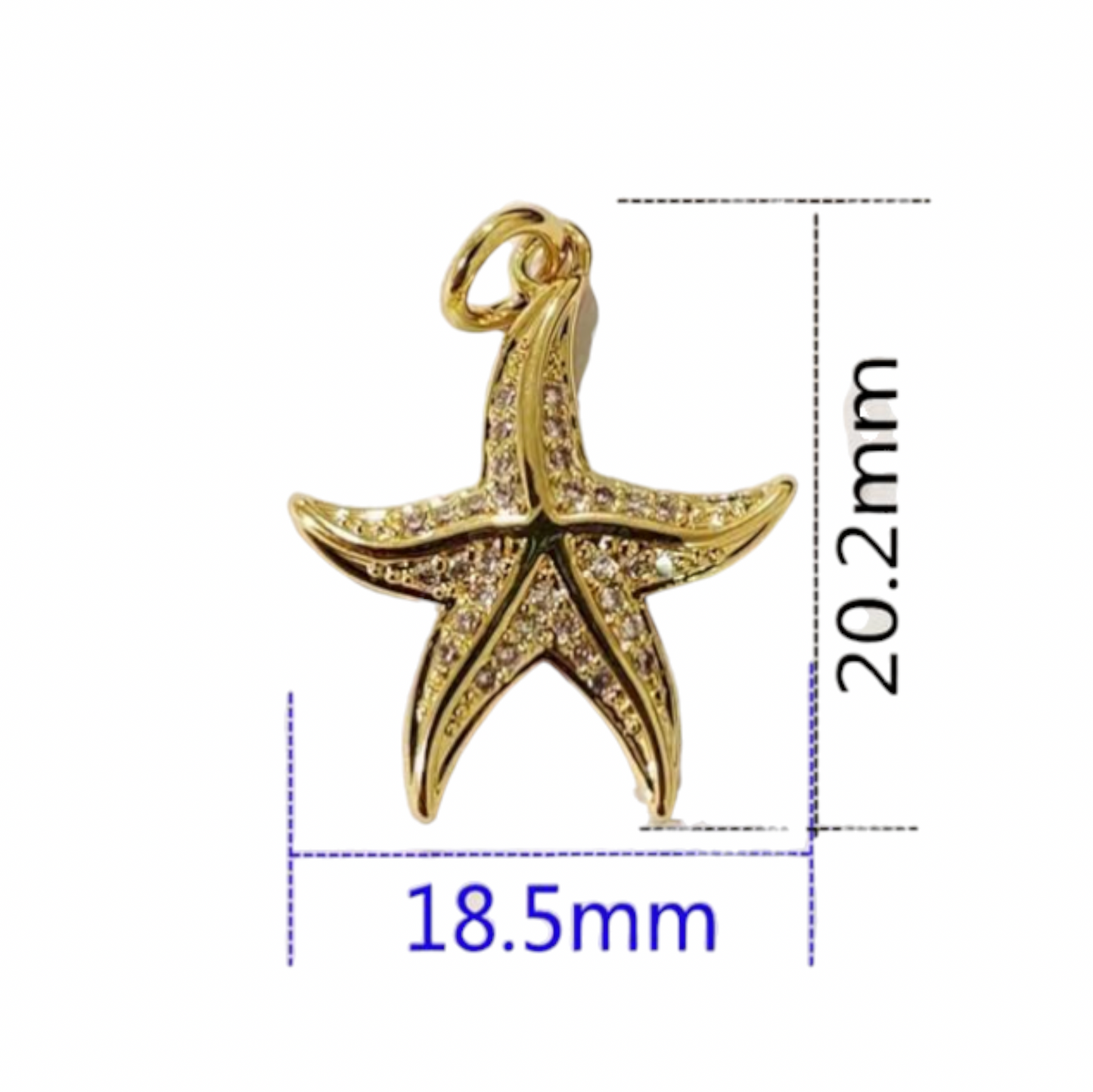 Zircon Multi Star Fish 18k Gold Plated Brass Pendant (Anti Tarnish) (1pc) - ClartStudios - Polymer clay Jewellery