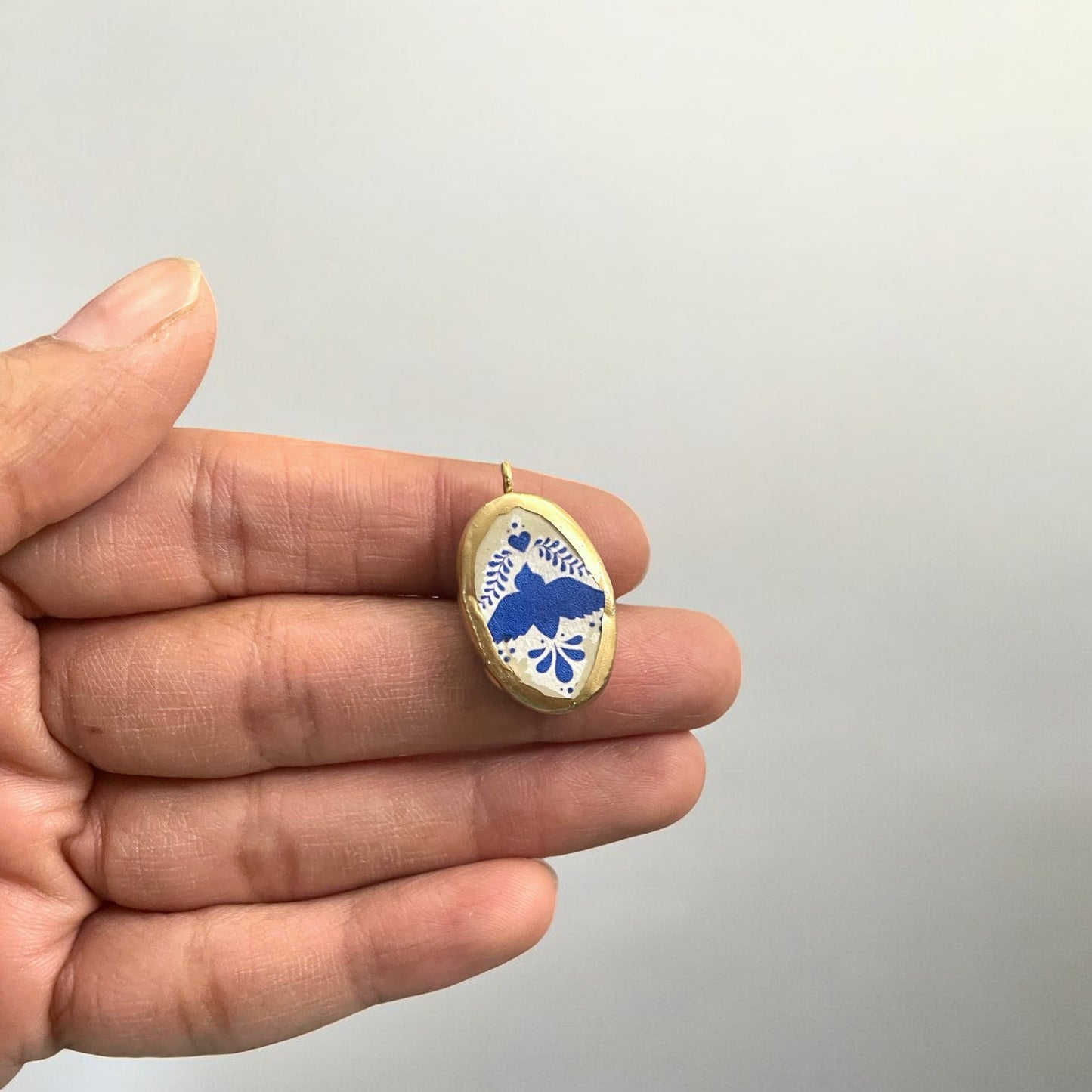 Blue Bird - Cold Porcelain Charms Pendant (Without Chain) - ClartStudios - Polymer clay Jewellery