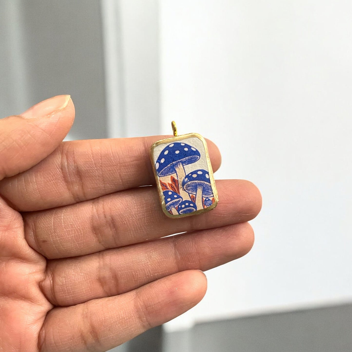 Mushroom - Cold Porcelain Charms Pendant (Without Chain) - ClartStudios - Polymer clay Jewellery
