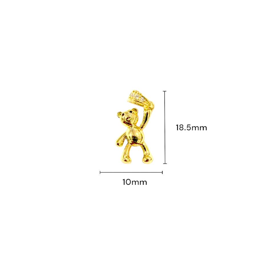 BTF10 - Teddy 18k Gold Plated Brass Pendant with Zircon (Anti Tarnish) (1pc) - ClartStudios - Polymer clay Jewellery