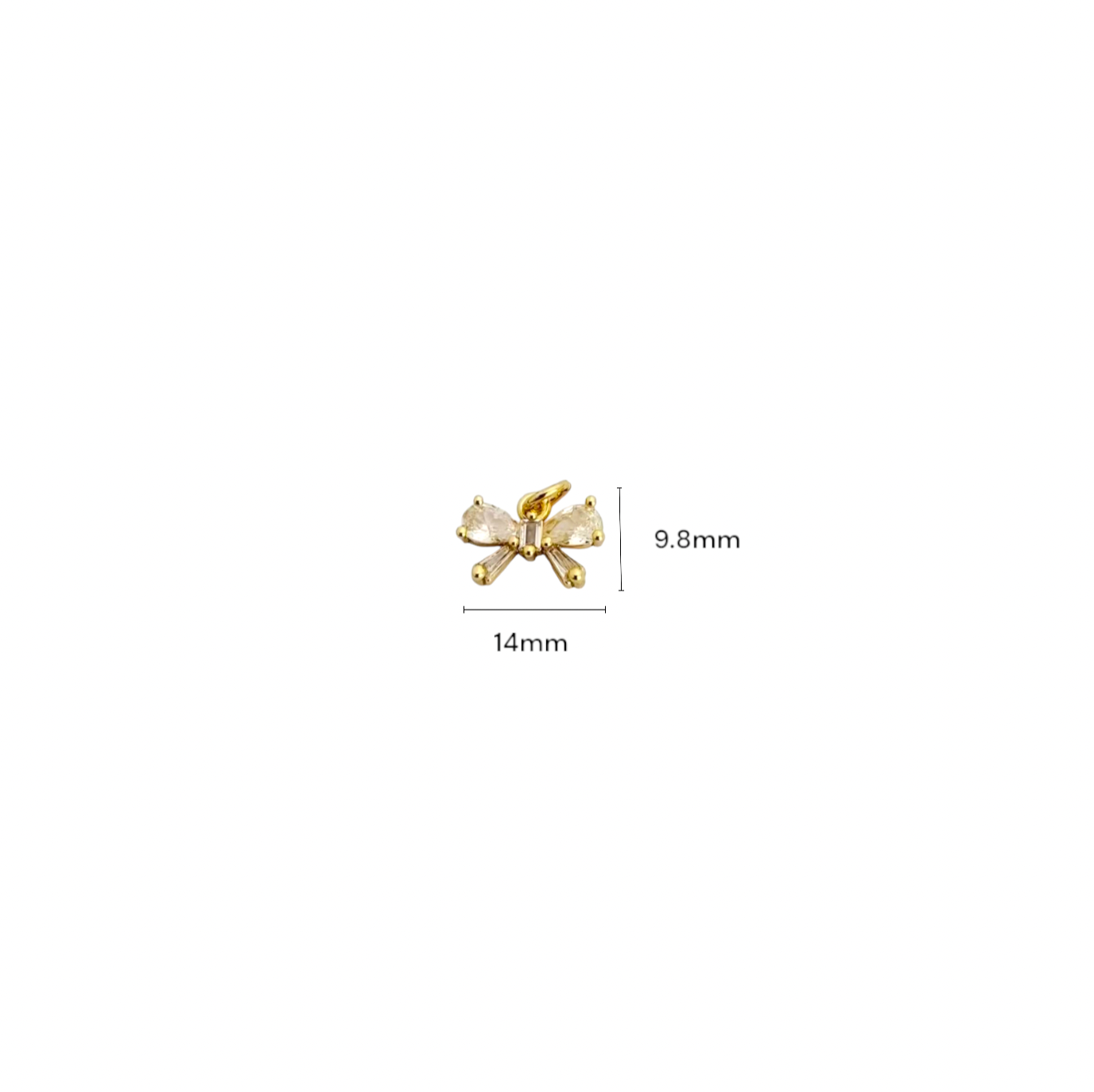 BTF51 - Zircon Bow 18k Gold Plated Brass Pendant (Anti Tarnish) (1pc) - ClartStudios - Polymer clay Jewellery