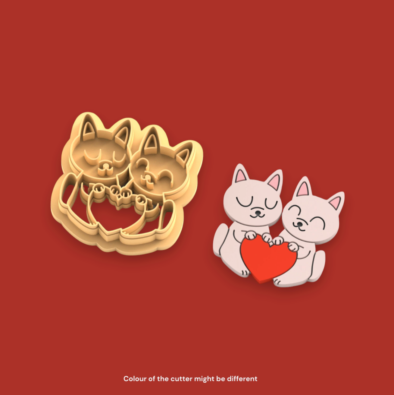 VE10 - Cats In Love Valentine's Day Clay Cutter - ClartStudios - Polymer clay Jewellery