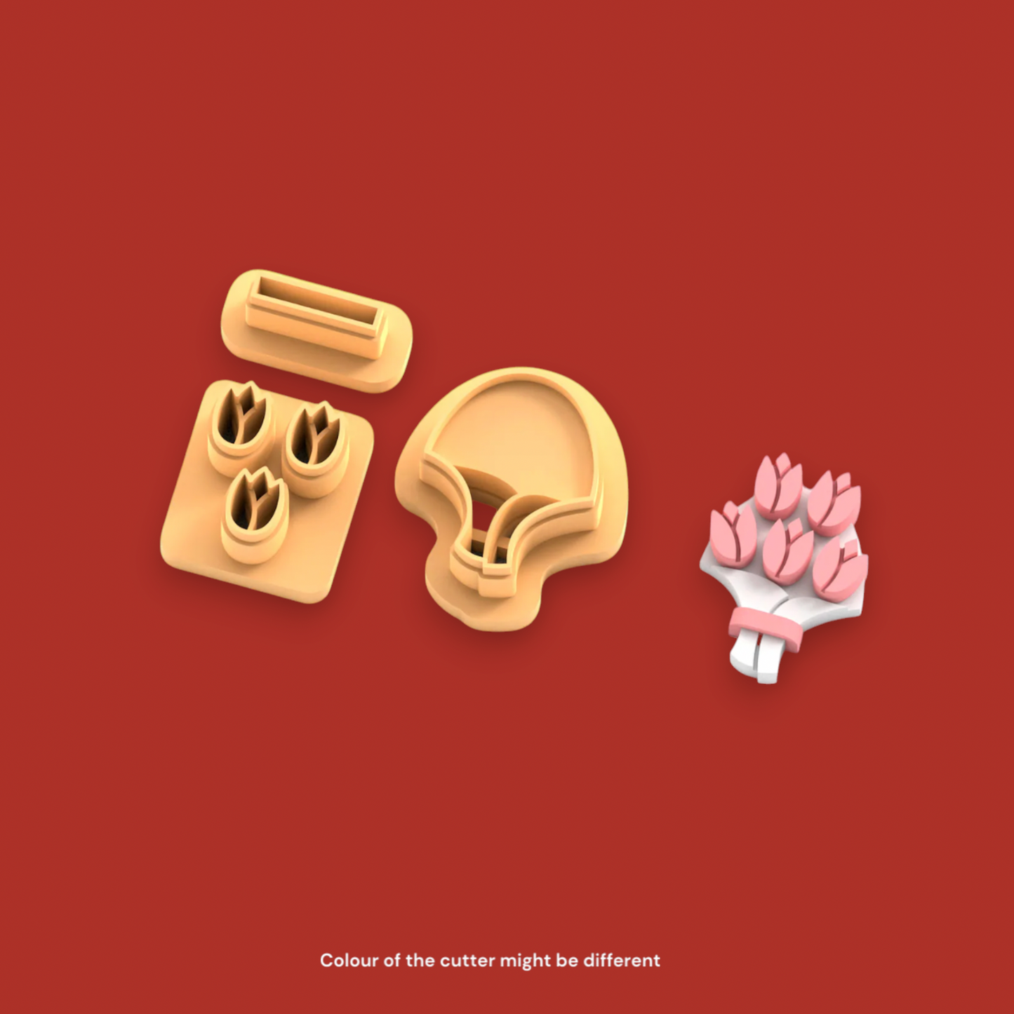 VE26- Bouquet Of Flowers B Clay Cutter | Valentine Theme Clay Cutters (3pc Set) - ClartStudios - Polymer clay Jewellery