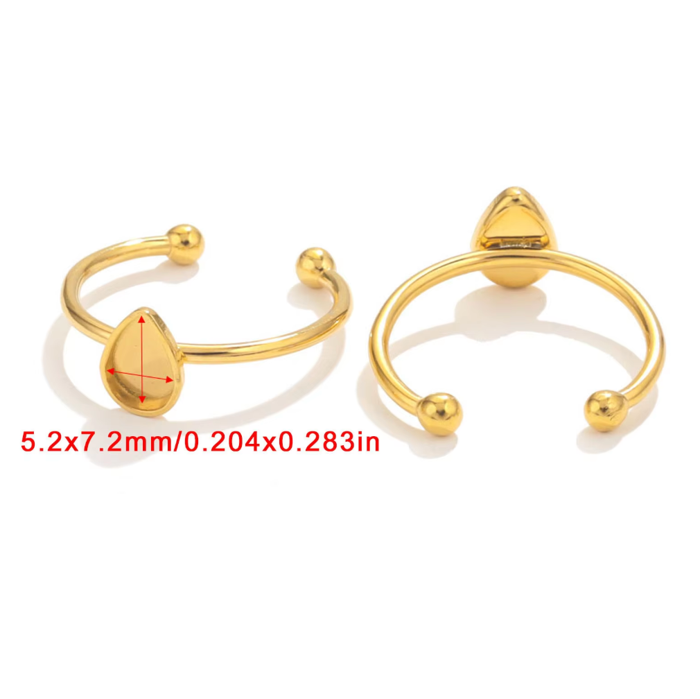 RR01 - Little Drop Ring Base - Water resistant - Tarnish free - ClartStudios - Polymer clay Jewellery