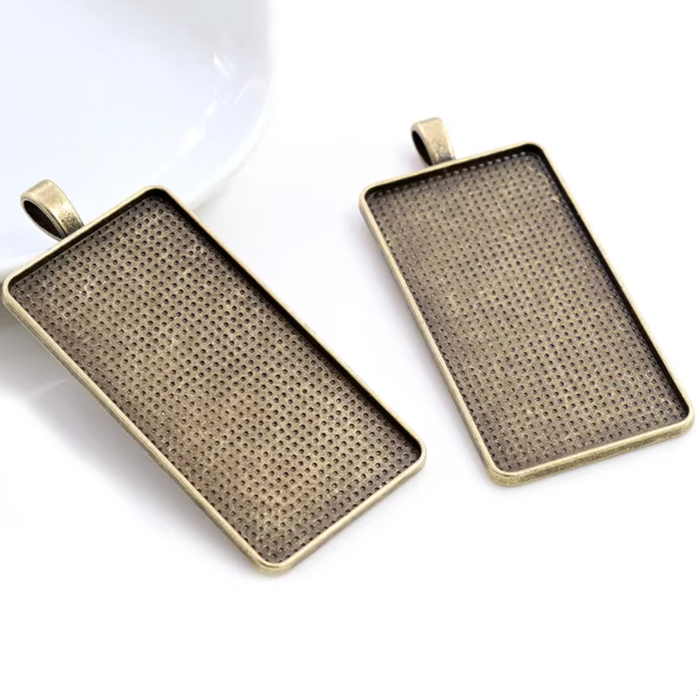 AP19 - Pack of 2 - Basic Rectangle Style Pendent Base - ClartStudios - Polymer clay Jewellery