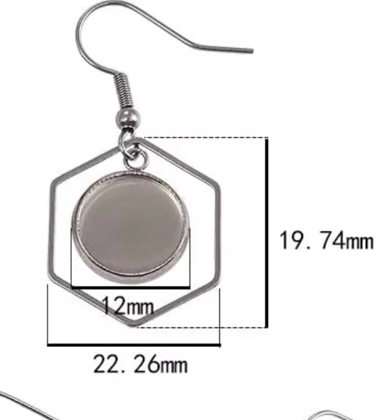 DY04 - (Pack of 2 pair) Hexagon Anti Tarnish Stainless Steel Earring Base ( Silver) - ClartStudios - Polymer clay Jewellery