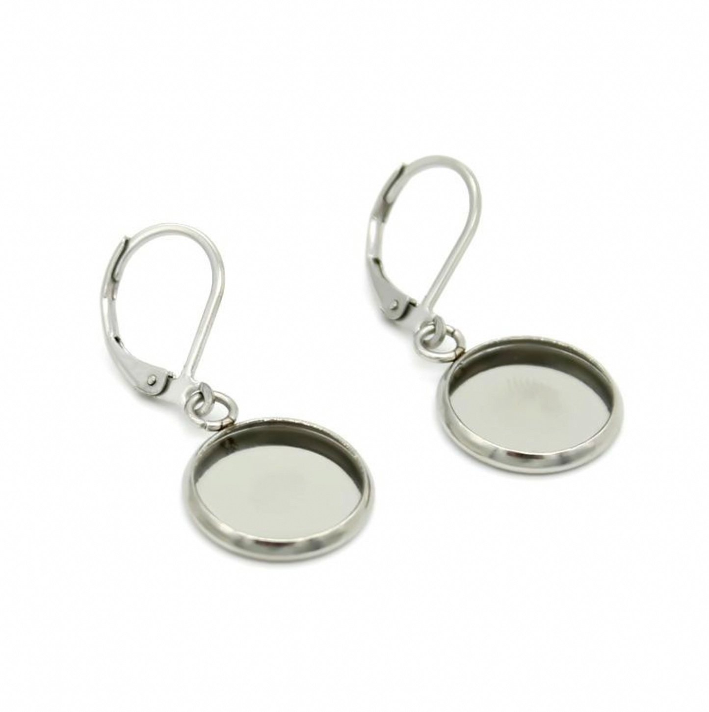 DY08 - (Pack of 2 pair) Circle Anti Tarnish Stainless Steel Earring Base (Silver) - ClartStudios - Polymer clay Jewellery