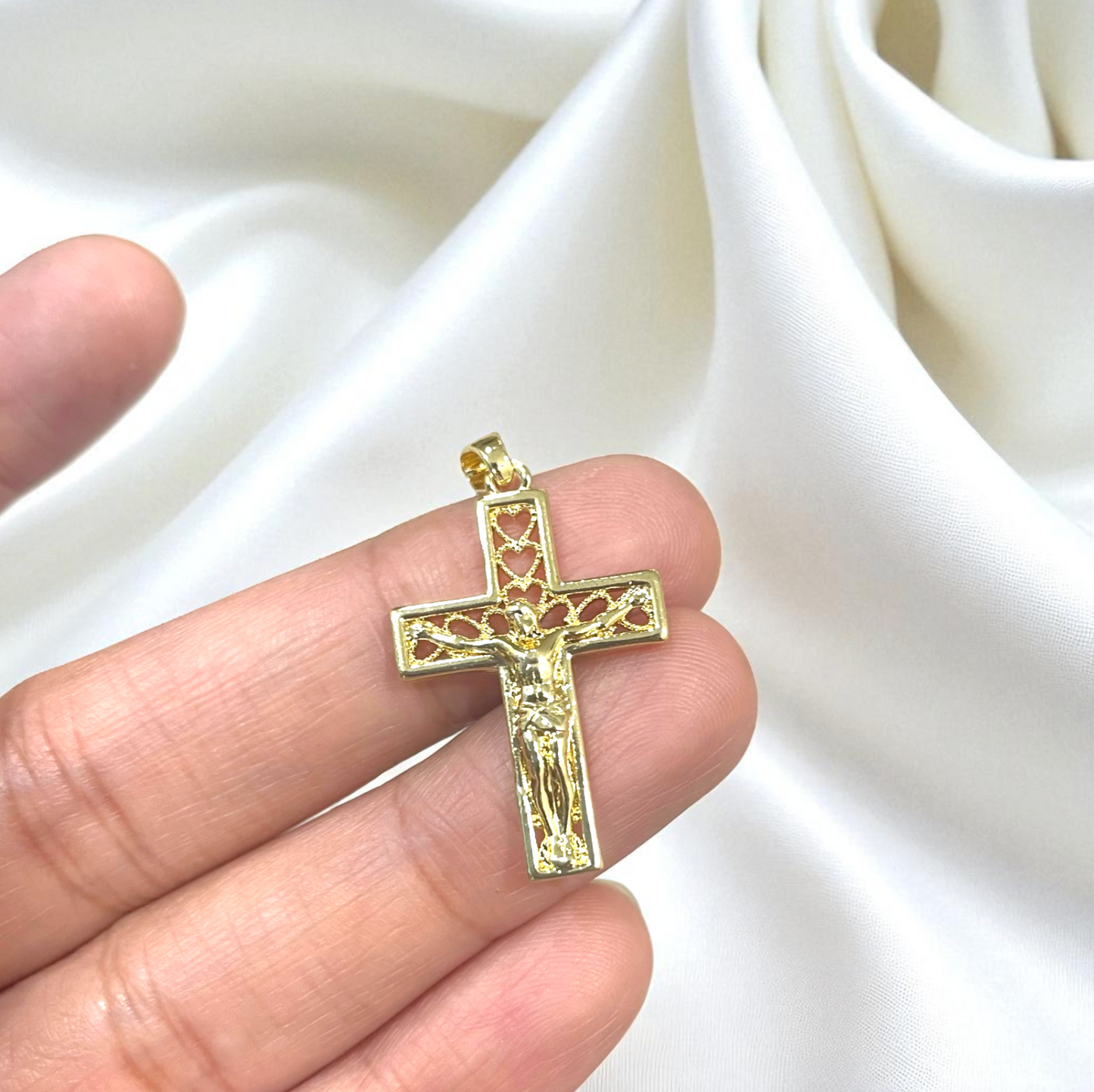 BTF111 - Holy Cross 18k Gold Plated Brass Pendant (Anti Tarnish) - ClartStudios - Polymer clay Jewellery