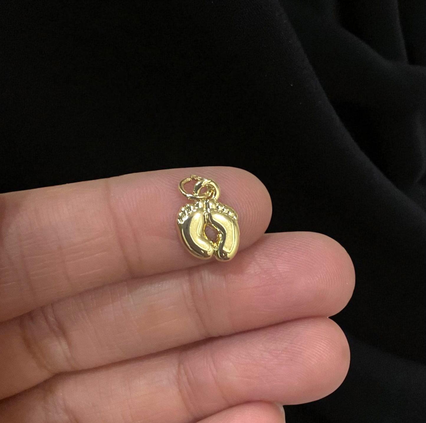 BTF113 - Baby Feet 18k Gold Plated Brass Pendant (Anti Tarnish) - ClartStudios - Polymer clay Jewellery