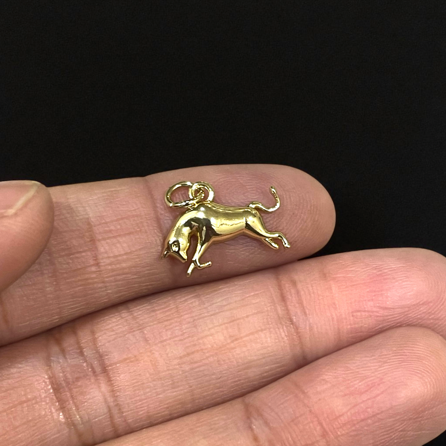 BTF116 - Bull - 18k Gold Plated Brass Pendant (Anti Tarnish) - ClartStudios - Polymer clay Jewellery
