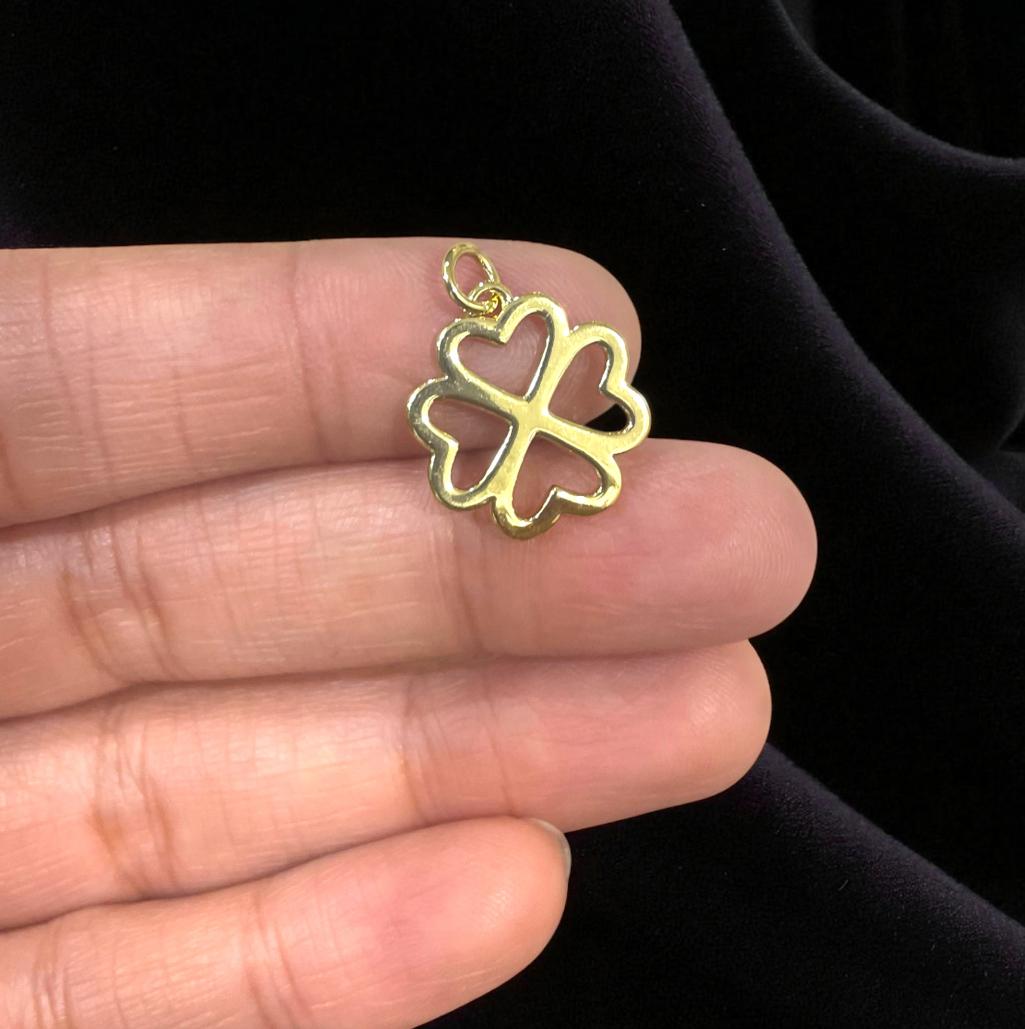 BTF119 - Clover Leaf- 18k Gold Plated Brass Pendant (Anti Tarnish) - ClartStudios - Polymer clay Jewellery
