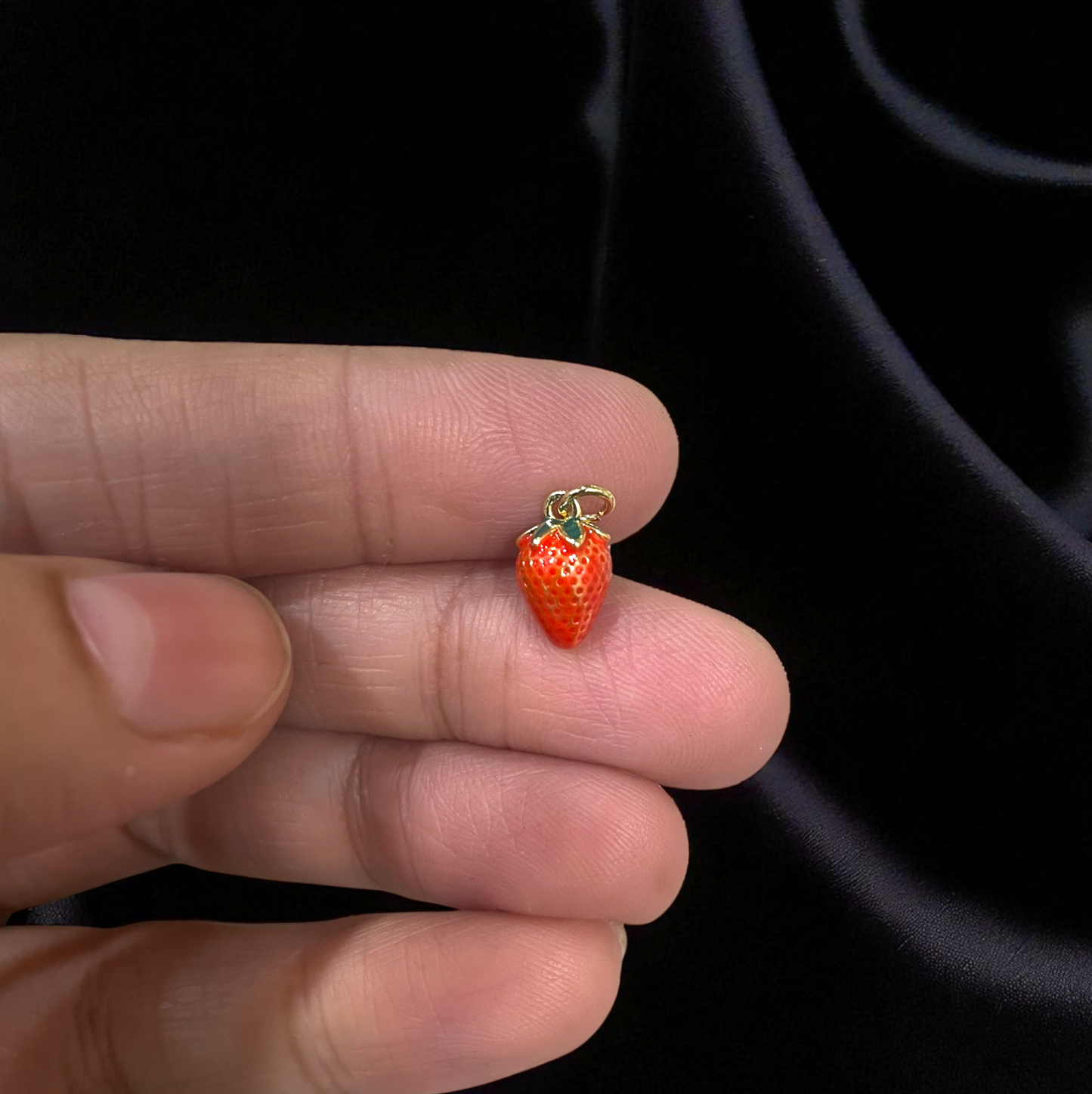 BTF82 - 3D Strawberry Gold Plated Brass Pendant (Anti Tarnish) (1pc) - ClartStudios - Polymer clay Jewellery