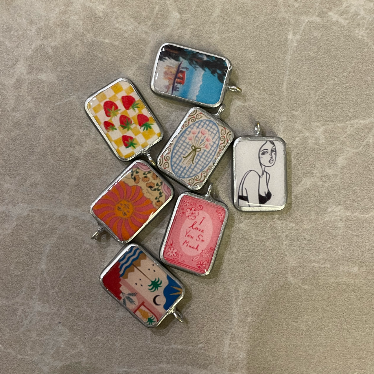 Pack of 5 - Mix Theme Basic Rectangle Shape Designs - Resin Base Earring Charms Pendant (RU53 - RU59)(4-5 day Dispatch) - ClartStudios - Polymer clay Jewellery