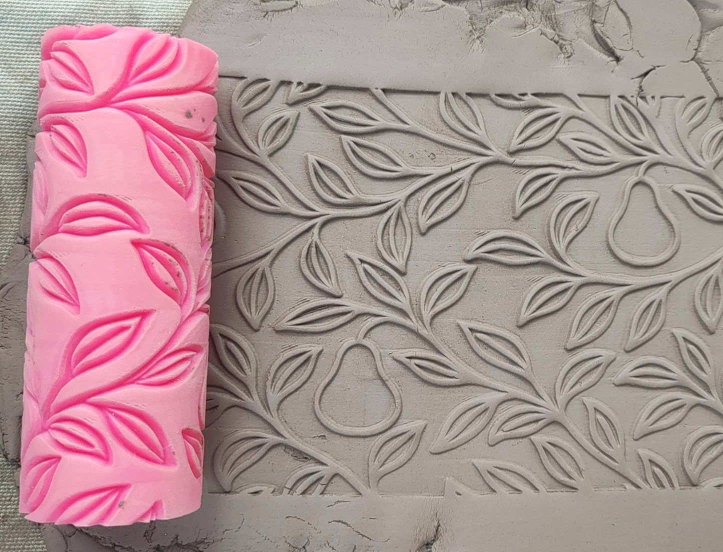 CC10 - Trellis of Pears Embossed texture Roller - Specially made for Pottery and Ceramics - ClartStudios - Polymer clay Jewellery