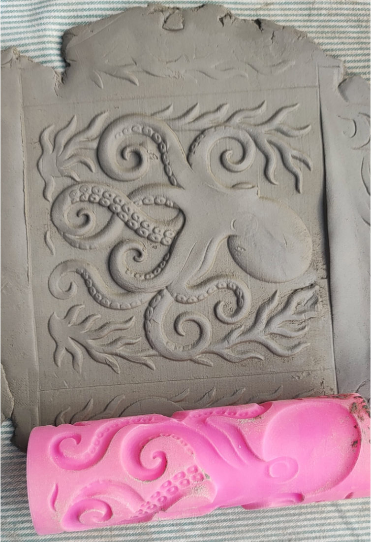 CC12 - Tentacle Tango Octopus texture Roller - Specially made for Pottery and Ceramics - ClartStudios - Polymer clay Jewellery