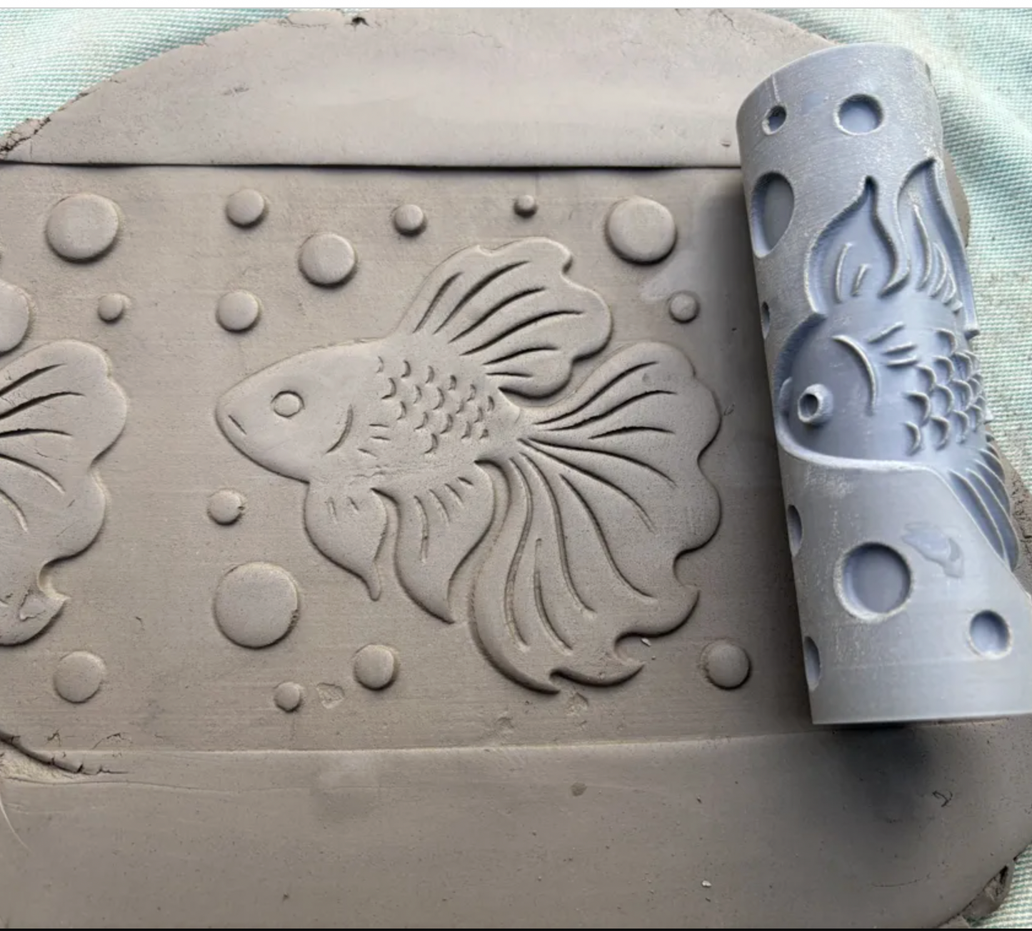 CC25 - Bubble Fish texture Roller - Specially made for Pottery and Ceramics - ClartStudios - Polymer clay Jewellery