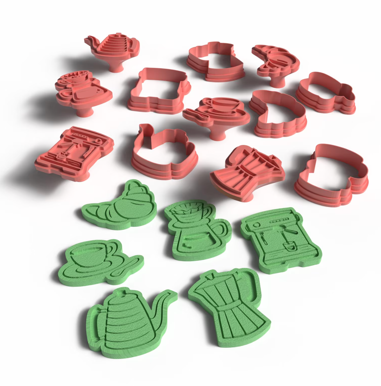 Coffee Theme Cutter & Stamp Set (6 Stamps and 6 Cutters) - ClartStudios - Polymer clay Jewellery