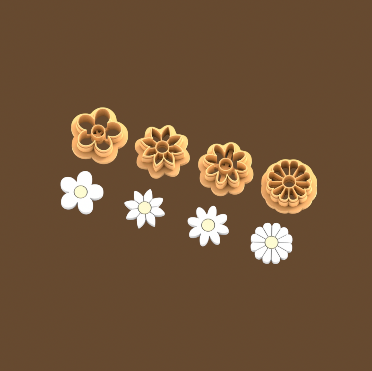 FC14 - Spring Daisies Pack of 4 Clay Cutter | Spring Collection 2025 - ClartStudios - Polymer clay Jewellery