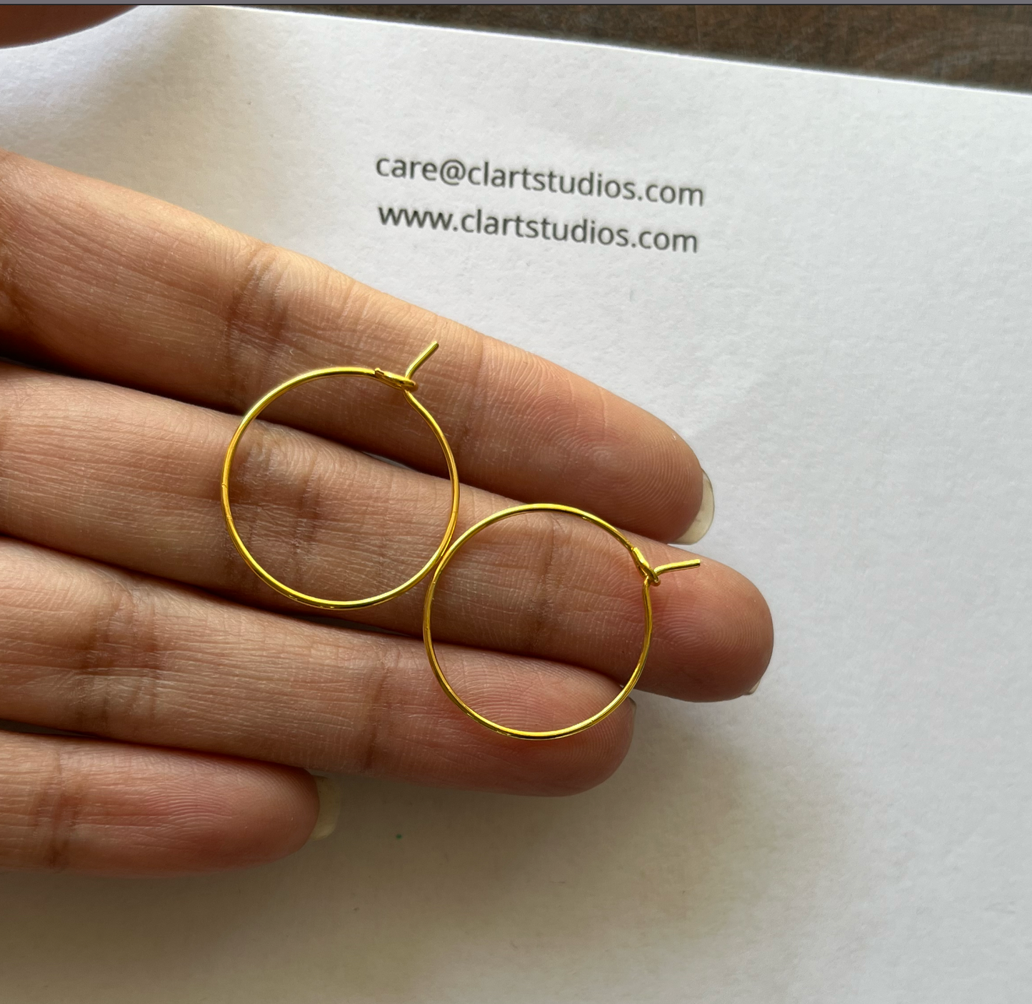 SS59 - Pack of 10 - Stainless Steel Golden Classic Hoops - ClartStudios - Polymer clay Jewellery