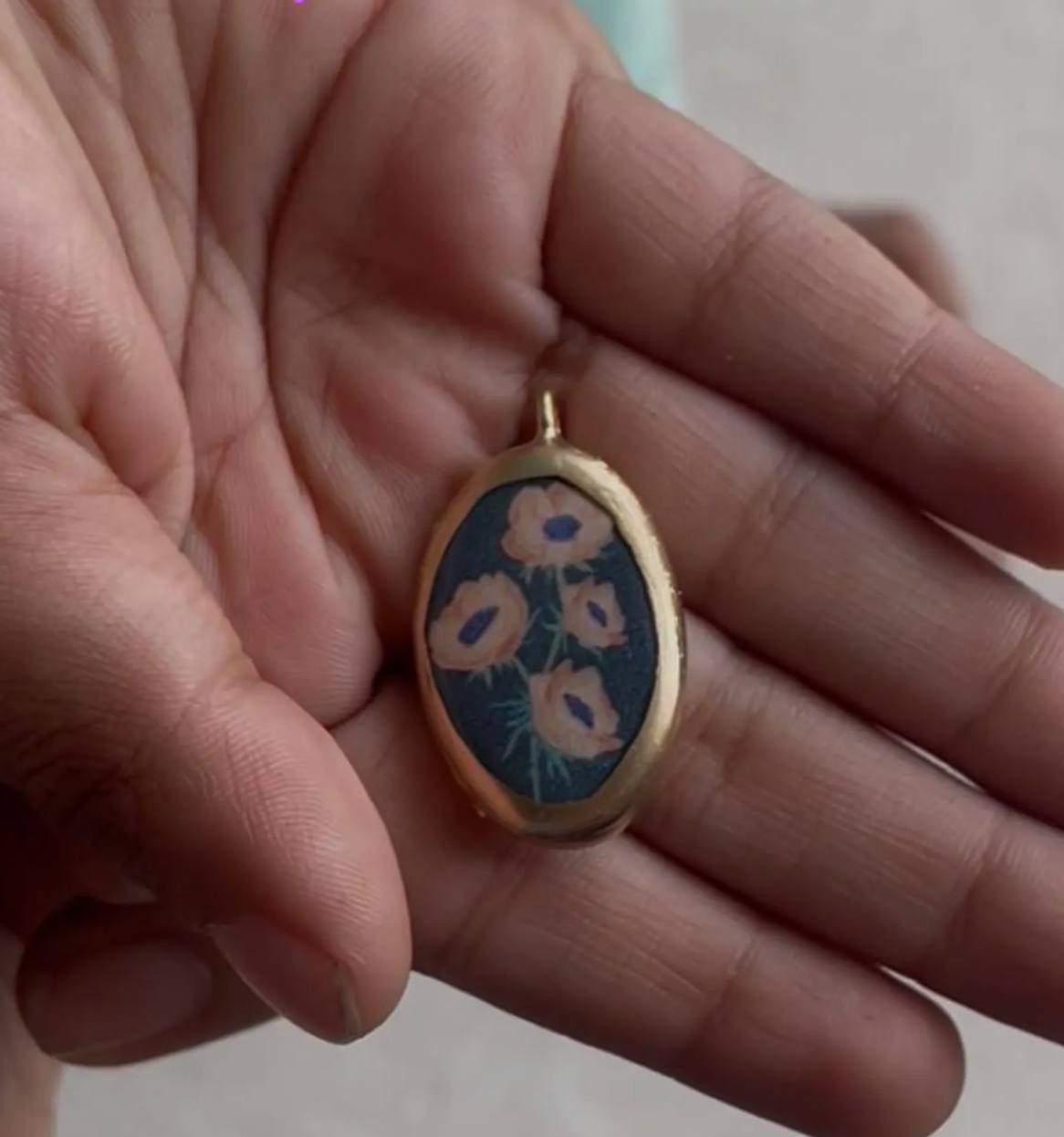 PO13- Peach Flowers - Cold Porcelain Charms Pendant (Dispatch in 7-9 Days) - ClartStudios - Polymer clay Jewellery