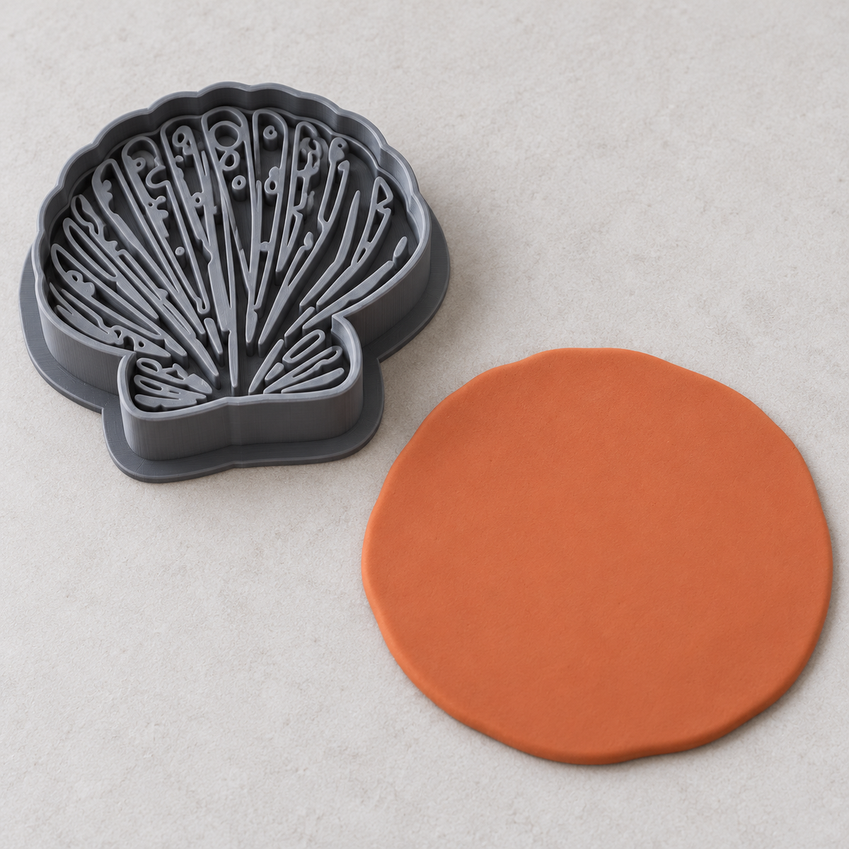 Textured Scallop Shell Polymer Clay Cutter | 028 - ClartStudios - Polymer clay Jewellery