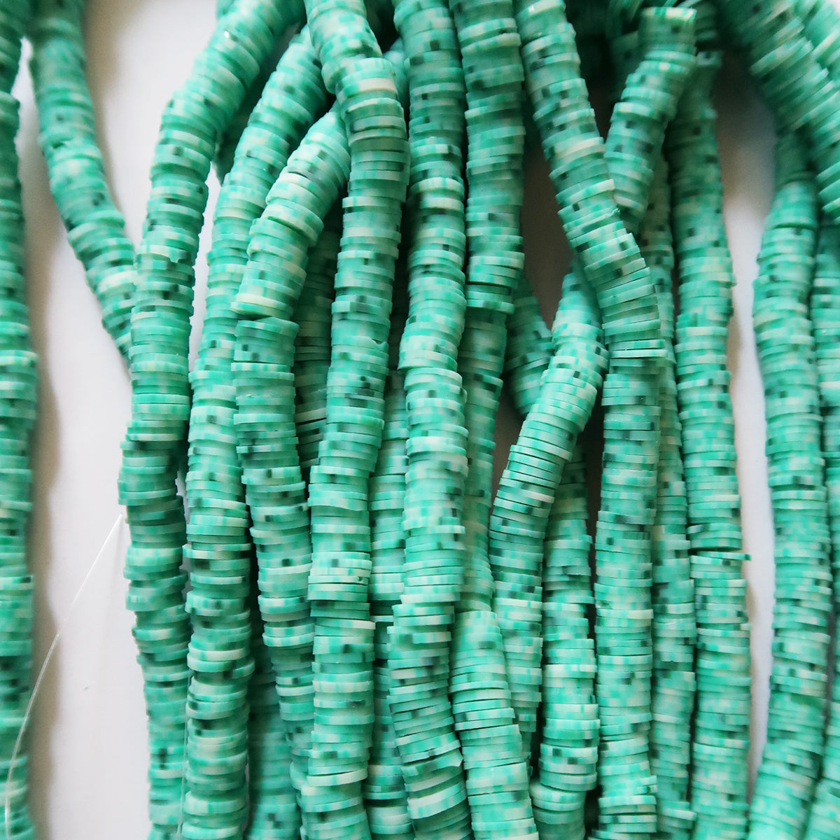 Teal Pattern - 1X8mm Disc Polymer Clay Beads - ClartStudios - Polymer clay Jewellery