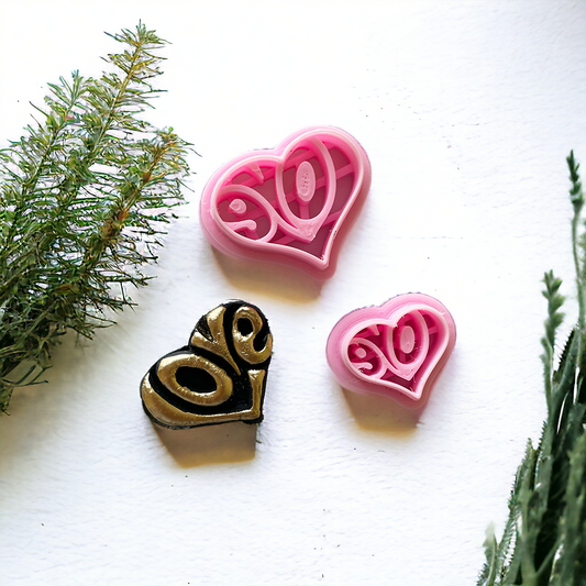 Love Embossed Heart - ClartStudios - Polymer clay Jewellery