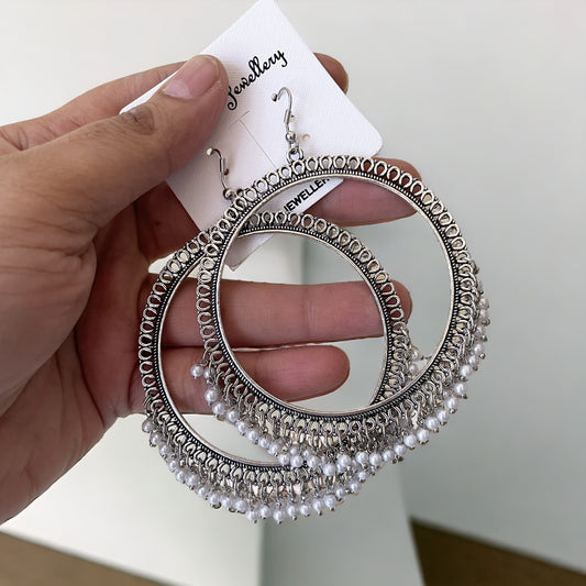 Oversize Circle Oxidised Jhumka Earring - ClartStudios - Polymer clay Jewellery