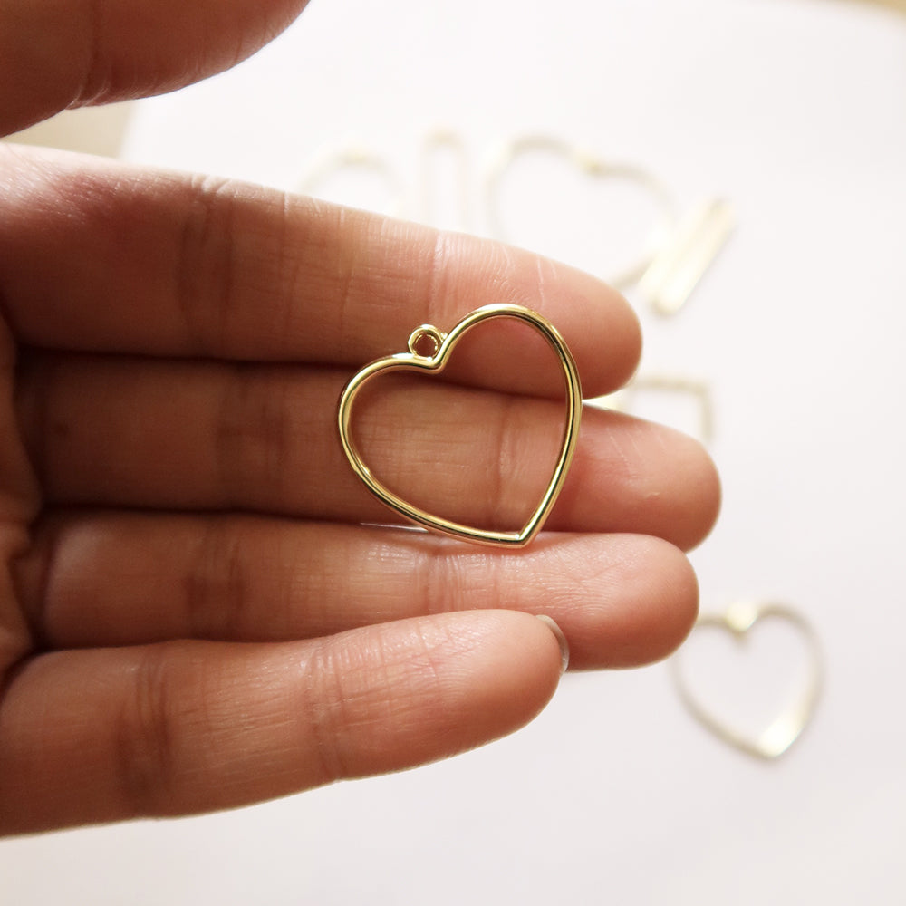 Alloy Heart Charm Bezel (25mm) - ClartStudios - Polymer clay Jewellery