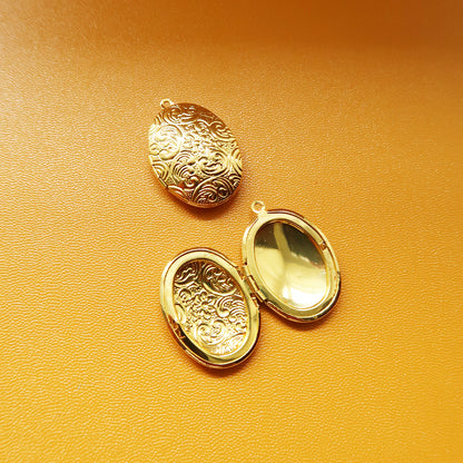 Oval Gold Locket - ClartStudios - Polymer clay Jewellery