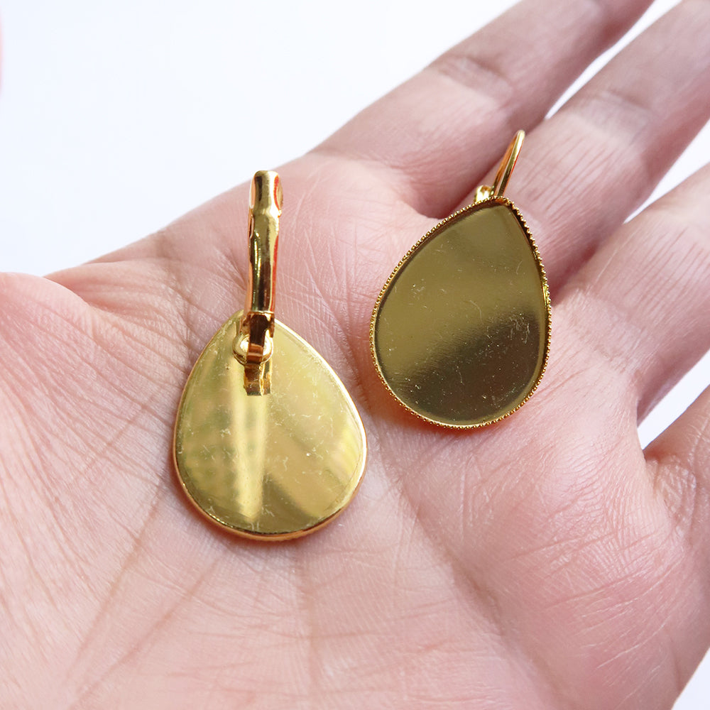 Gold Drop Style Earring Base (25mm) - ClartStudios - Polymer clay Jewellery