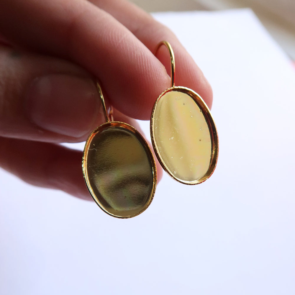 Gold Oval Style Earring Base - ClartStudios - Polymer clay Jewellery