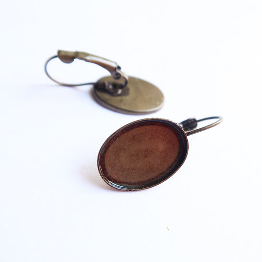 Bronze Oval Style Earring Base (18mm) - ClartStudios - Polymer clay Jewellery