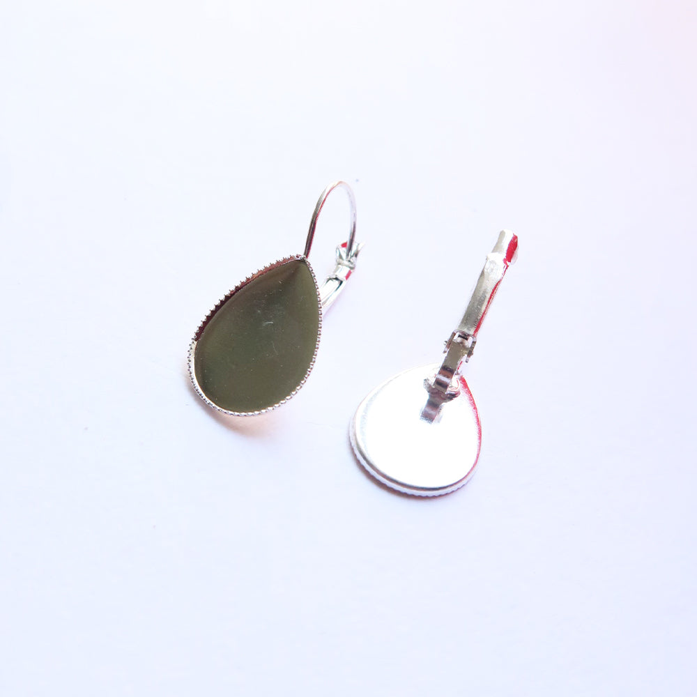 Silver Drop Style Earring Base (18mm) - ClartStudios - Polymer clay Jewellery
