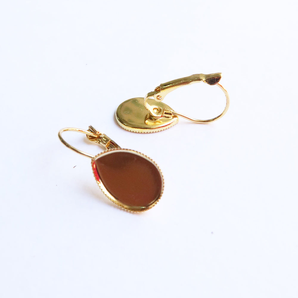 Gold Drop Style Earring Base (14mm) - ClartStudios - Polymer clay Jewellery