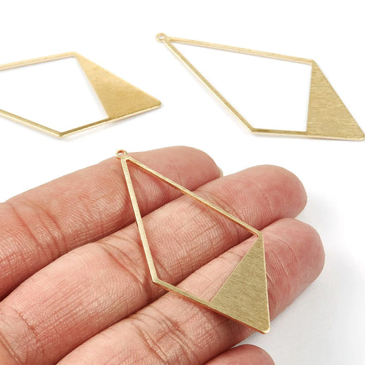 Texture Rhombus Brass Bezel Charm - ClartStudios - Polymer clay Jewellery